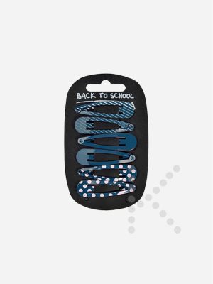 Patterned Hair Clips (Navy)