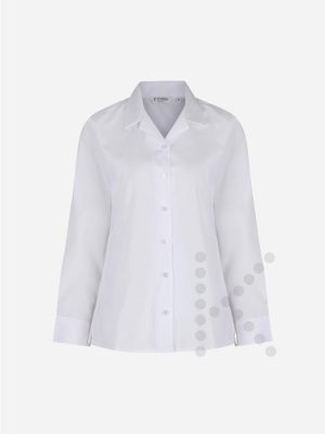 Long Sleeve Open Collar White Blouses (Twin Pack)