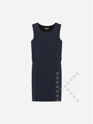 Box Pleat Pinafore Dress (Navy)