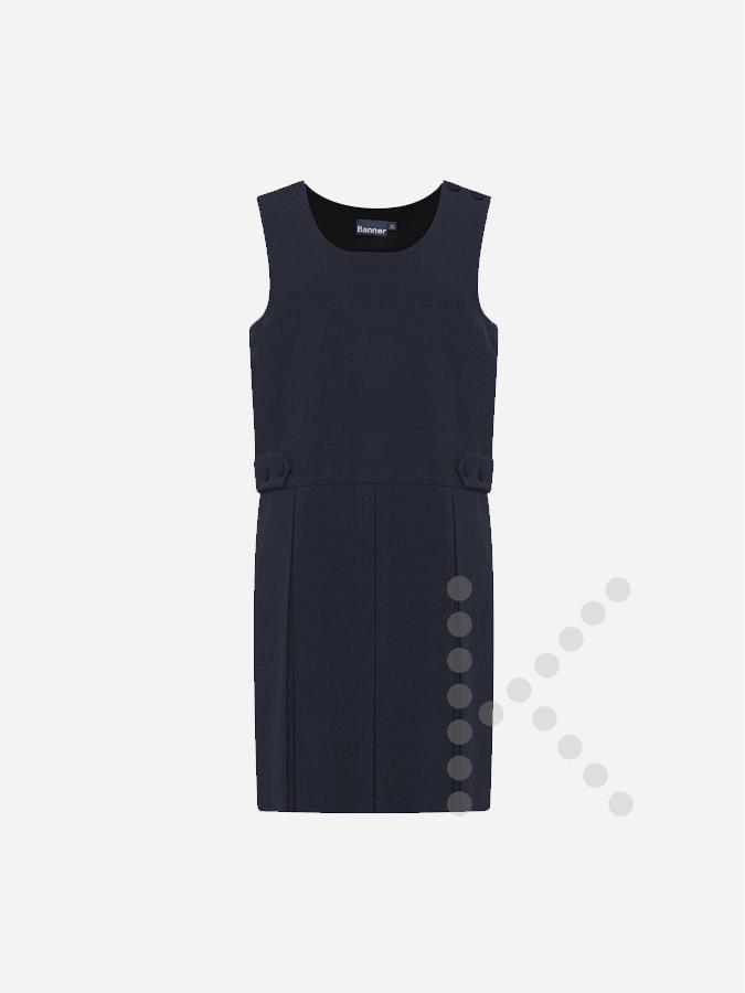 Box Pleat Pinafore Dress (Navy)